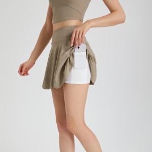 Women 2in1 high waist running sports skirt liner shorts tennis badminton fitness yoga pleated skirt