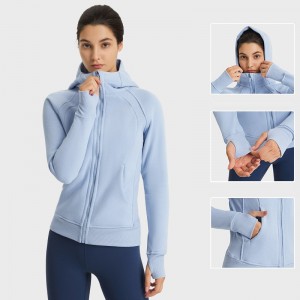 Women autumn new warm hooded sports coat casual outdoor yoga training fitness jacket hoodies