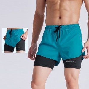 Men quick-dry active sweatpants basketball marathon running fitness 2 in 1 gym sports shorts