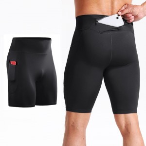High rise fitness shorts zip pocket tights breathable gym leggings running athletic workout shorts