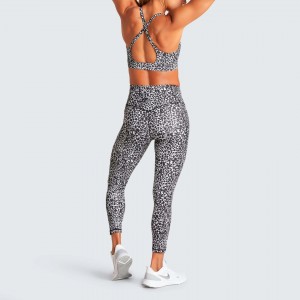 Wholesale tights hip workout leggings set high waisted gym leopard print yoga set