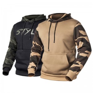 High Quality Camouflage Sleeve Custom Sweatshirt Hoody Sportswear Pullover Hoodies