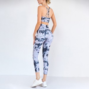 New Design High Waist Custom Pattern Tight Leggings Running Sets Workout GYM Women Sports Bra Two Piece Yoga set print