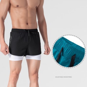 Men quick-dry active sweatpants basketball marathon running fitness 2 in 1 gym sports shorts