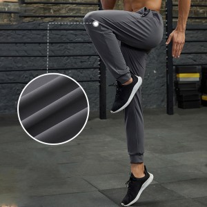 Men fitness pants high stretch quick dry trackpants outdoor running sweatpants with 3 zip pockets