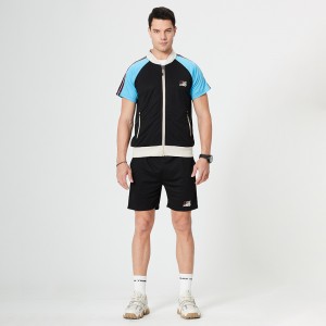 Custom short sleeve jacket summer shorts set 2021 men mesh tracksuit sweat suit