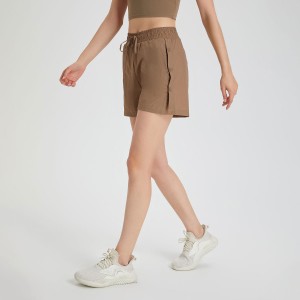 Women loose quick dry running shorts fitness workout high waist button drawstring jogging shorts