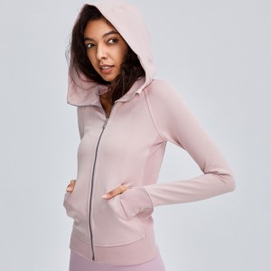 Women winter sports jacket yoga fitness activewear full zip long sleeve hoodies sweatshirts