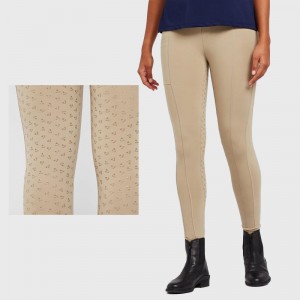 Women Performance Riding Tights Breeches Horse Equestrian Schooling Pants with Pockets