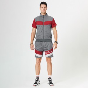 Custom Logo Summer Sportswear Short Sleeve Zip Jacket Top And Shorts Running Set