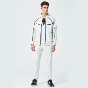 Oem print logo stripe breathable outdoor sportwear suit blank mens tracksuit set