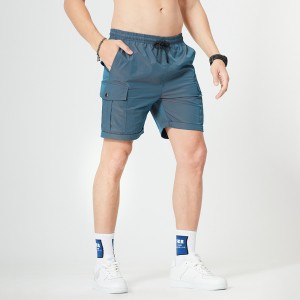 Mens shorts multi pockets drawstring fifth pants summer outdoor running active shorts