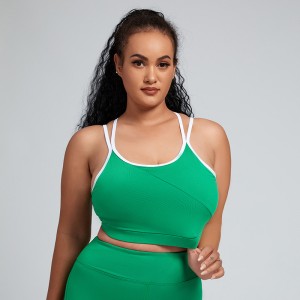 Oversized custom recycled cross straps hollow out running high strength plus size sports bra