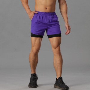 Sports marathon track athletic running pants loose quick dry inner lining 2 in 1 training shorts