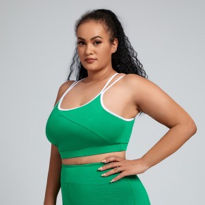 Oversized custom recycled cross straps hollow out running high strength plus size sports bra