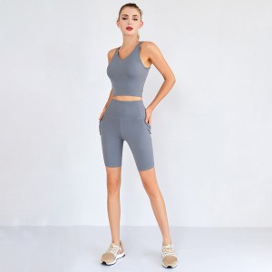 Manufacturer fitness clothing workout gym sports top custom shorts summer yoga set
