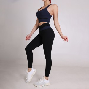 Womens sportswear racerback sports bras and colorblock high waisted leggings yoga wear