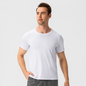 Men recycled RPET polyester sports short sleeve quick dry breathable loose running fitness t shirts