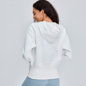 Factory Cheap Women′ S Half Zipper Casual Long Sleeve Stand Collar Yoga Jacket Sweatshirt Pullover Hoodies