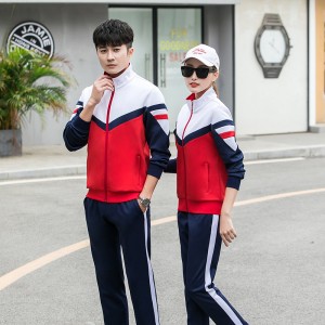 Custom sportswear set color block jogging sweatsuit stripe running suits OEM men two piece tracksuit