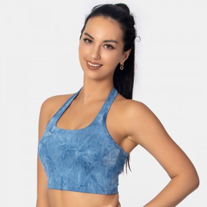 Womens halter gym running sport bra custom printed backless workout fitness yoga sports bras