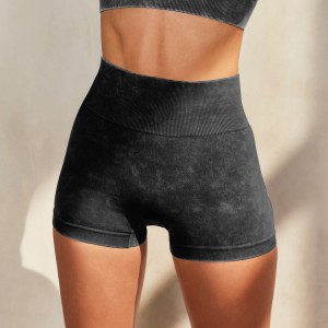 Womans sand washing denim effect seamless activewear set workout fitness sportswear set