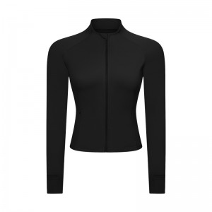 Rapid Delivery for Round Neck Active Wear Zip up Women Fitness Running Wear Crop Women Jacket with Bottom Rouched and Tie