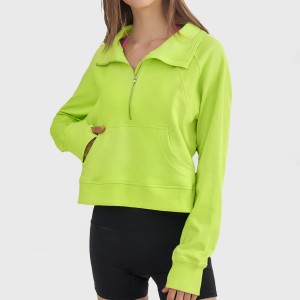 Factory For New Arrival Cotton-Blend Fleece Oversized Funnel Neck Half Zip Sweatshirt With Kangaroo Pocket