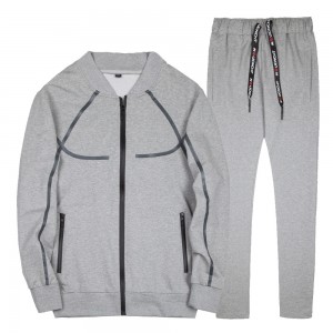Oem print logo stripe breathable outdoor sportwear suit blank mens tracksuit set
