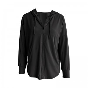 Fitness hooded sportswear workout top women training jackets zipper long sleeve yoga sports coat