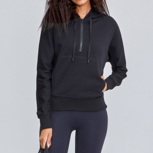 Women sports coat autumn running yoga wear long sleeve fitness 1/2 zip pullover hoodies