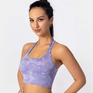 Womens halter gym running sport bra custom printed backless workout fitness yoga sports bras