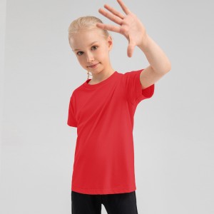 Children 100% cotton loose t-shirt top moisture-wicking running training kids short sleeve tshirt