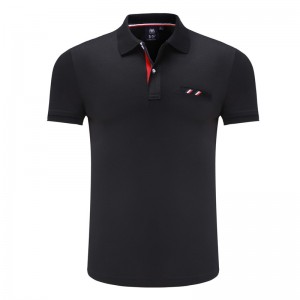 Men classic short sleeve breathable split slim fit stripe 2-button plus size cotton golf polo shirt
