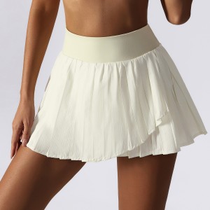 IOS Certificate Wholesale High Waist Tummy Control 2 in 1 Design Side Pocket Yoga Pleated Tennis Skirt