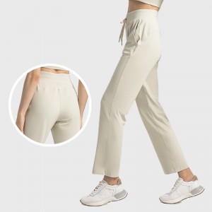 Women elastic straight tube sweatpants fashion high rise tummy control training fitness pants