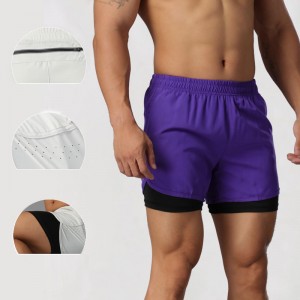 Sports marathon track athletic running pants loose quick dry inner lining 2 in 1 training shorts