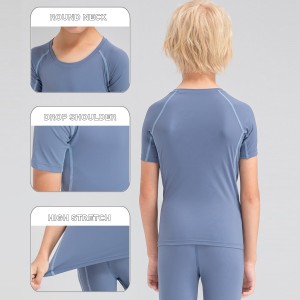 Children tights fitness short sleeve high stretch quick dry basketball training compression tee