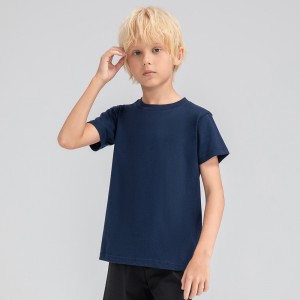 Children round neck 100% cotton loose short sleeve t-shirts breathable active running fitness top