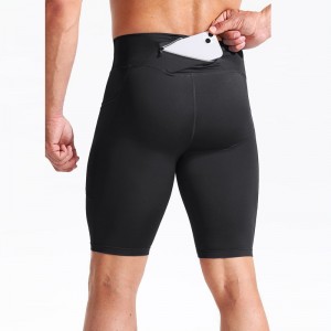 Men recycled high rise fitness compression shorts workout tights high elastic running shorts