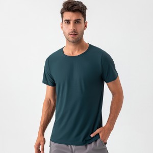 Men summer quick-dry sports short sleeve polyamide loose breathable fitness running t-shirt