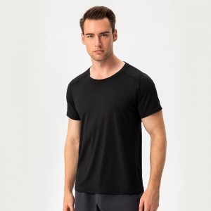 Men recycled polyester active short sleeve quick dry breathable loose running fitness t-shirt