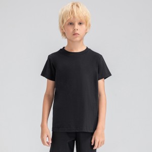 Children round neck 100% cotton loose short sleeve t-shirts breathable active running fitness top