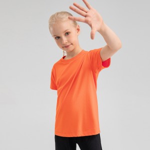 Children 100% cotton loose t-shirt top moisture-wicking running training kids short sleeve tshirt
