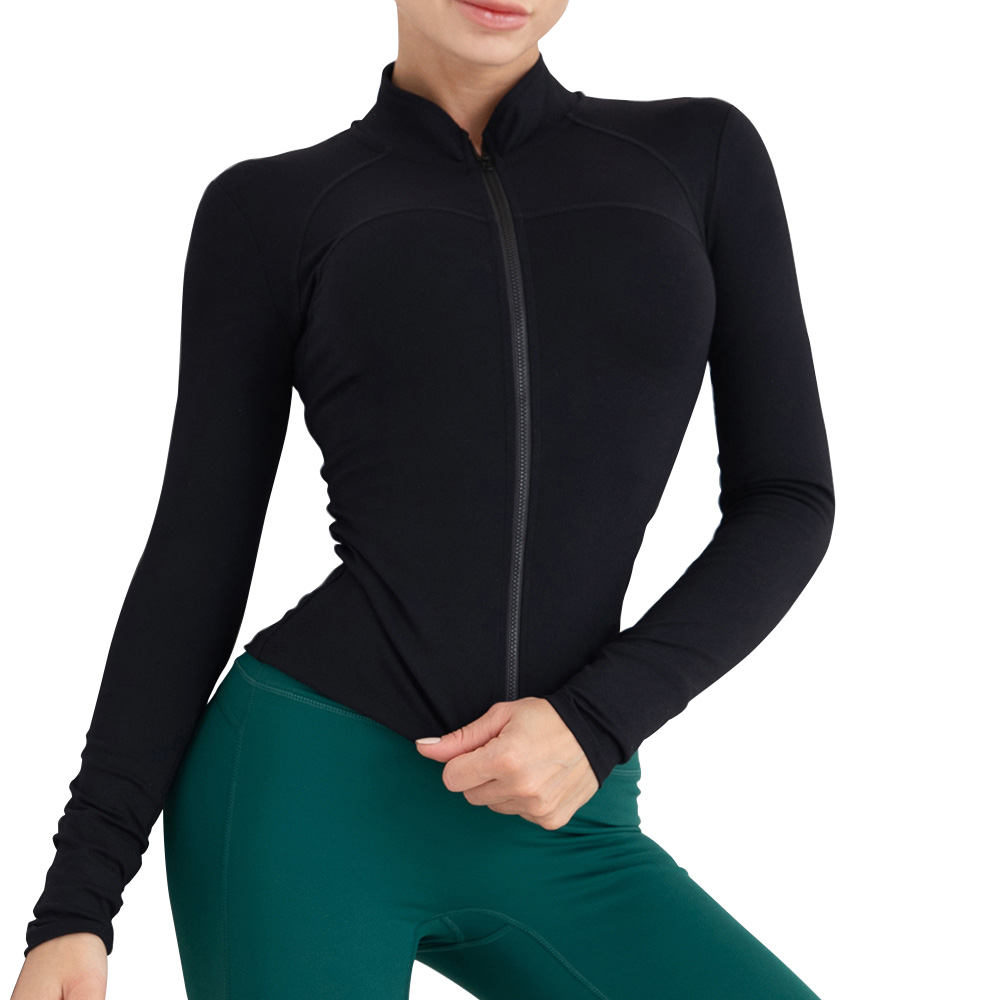 China Supplier Men Compression Tights - Women sexy Slim zipper fit Long sleeve zip gym wear top fitness sports yoga jacket – Omi