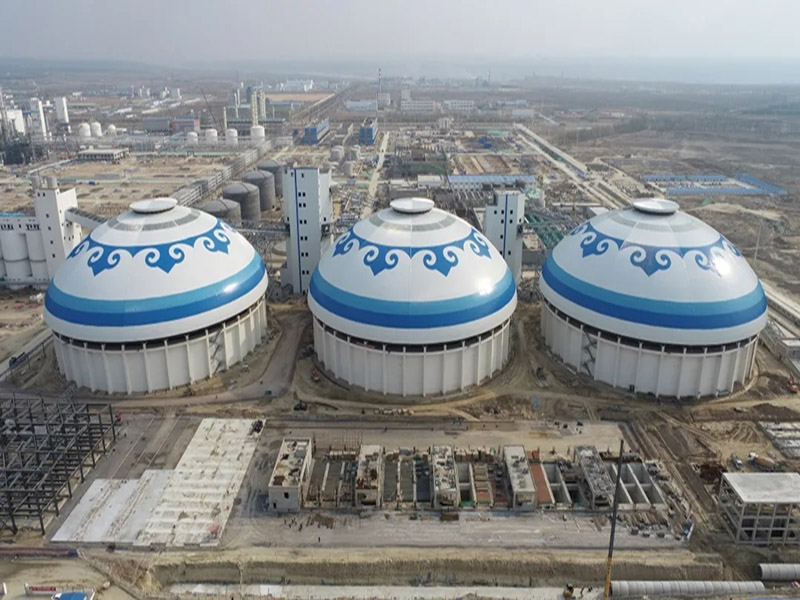 Inner Mongolia Jiutai New Material Co., LTD. Annual output of 1 million tons ethylene glycol project Coal transfer island 1#2#3# round bunker spherical grid color steel space frame sealing project