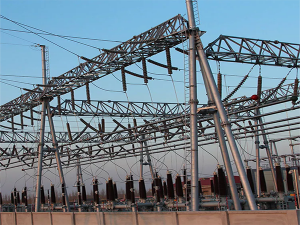 Electric power transmission line substation steel structures