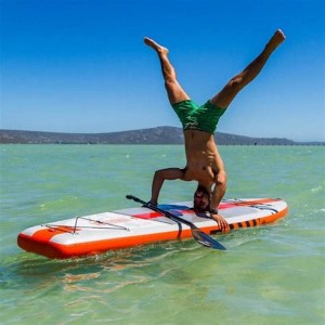 Inflatable yoga board on water