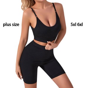 High waist shapewear manufacturer plus size 5xl 6xl sleeveless spaghetti strap high elasticity bra panties shapewears for sport