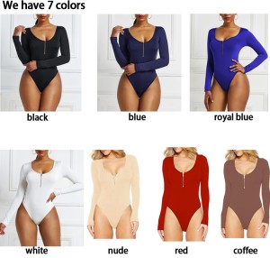 Thong body shaper Factory wholesale one piece soft tight-fitting compression crew neck long sleeve women shapewear for sport